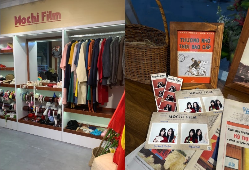 Với quầy trang phục truyền thống Việt Nam và phụ kiện phong phú, Mochi Filml là điểm đến tuyệt vời để bạn và bạn bè tạo nên những bức ảnh photobooth độc đáo